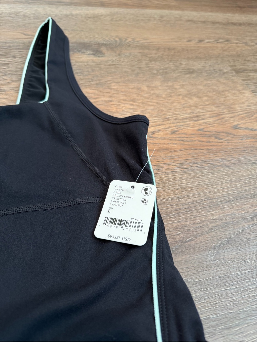FP Movement Varsity Blues Runsie Black Mint Square Neck One Piece Size Large - Picture 8 of 8